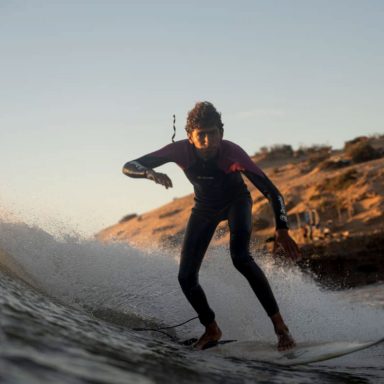 Yousef riding a wave in Sidi Kaouki